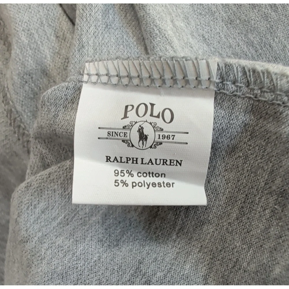 Vintage Ralph Lauren Polo Shirt Mens M Custom Fit Grey Big Pony Number 3 Preppy